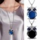 Kék Bagoly - Divat kristály bagoly szárny állat medál fonott nyaklánc pulóver lánc karácsony ajándék