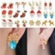 * 2 Harangok - Karácsonyi Drop Dangle Hook fülbevaló zománc női kristály Stud Party ékszer ajándék