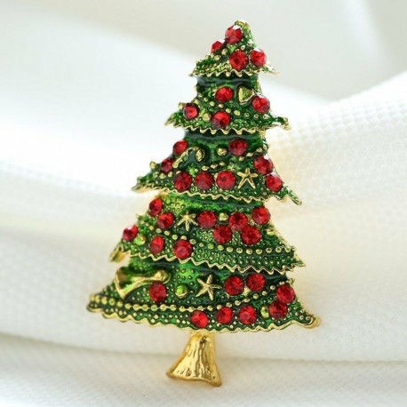 5. karácsonyfa - Nők boldog karácsonyt kristályzománc bross tű ékszerek Custome Party Xams ajándék