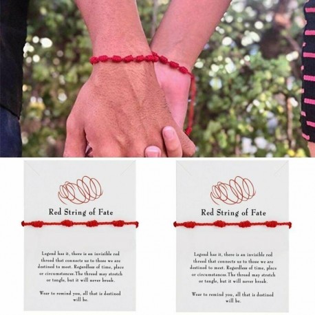 Nincs szín - 7 csomós vörös húrkarkötő Jó szerencsét amulett karperec védelem kötél ékszer karácsony