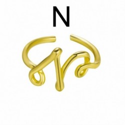 N betű - Arany AZ 26 betű Kezdő név gyűrűk Ujjával állítható nyitott party ékszer karácsony