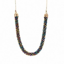 Színes - Retro eltúlzott kristály nyaklánc kézzel készített hosszú pulóverlánc női ékszerek karácsony