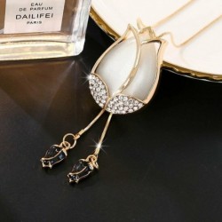 Fehér tulipán - Pillangó virág gyöngy bojt nyaklánc medál pulóver lánc ékszerek karácsony