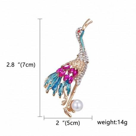 54-Daru madár - Állati madár kristály gyöngy zománc bross tű hajtóka fesztivál party ékszer karácsony