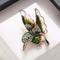 3-Zöld madár - Állati madár kristály gyöngy zománc bross tű hajtóka fesztivál party ékszer karácsony