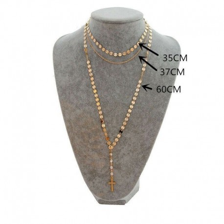 Aranykereszt - Aranylánc többrétegű flitterekkel Choker nyaklánc kereszt medál choker nők karácsony