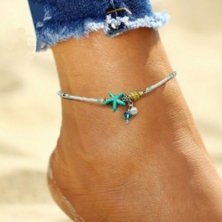 1. számú ezüst tengeri csillag kagyló strand ... - Nő divat boka Boho gyöngyök bokalánc karkötő láblánc strand