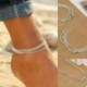 * 5 Ezüst türkiz varázsa Ankl ... - Nő divat boka Boho gyöngyök bokalánc karkötő láblánc strand ékszerek