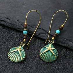 * 34 - Vintage Boho etnikai bojt fülbevalók türkiz gyöngyökkel horog női füllengő ajándék
