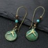 * 34 - Vintage Boho etnikai bojt fülbevalók türkiz gyöngyökkel horog női füllengő ajándék