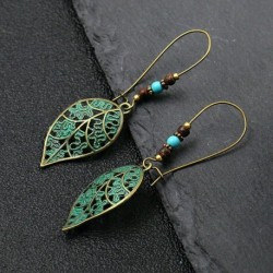 * 33 - Vintage Boho etnikai bojt fülbevalók türkiz gyöngyökkel horog női füllengő ajándék