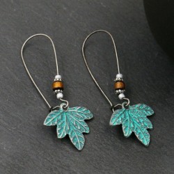* 28 - Vintage Boho etnikai bojt fülbevalók türkiz gyöngyökkel horog női füllengő ajándék
