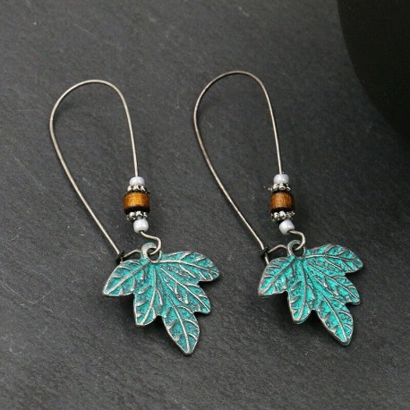 * 28 - Vintage Boho etnikai bojt fülbevalók türkiz gyöngyökkel horog női füllengő ajándék