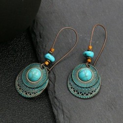 * 25 - Vintage Boho etnikai bojt fülbevalók türkiz gyöngyökkel horog női füllengő ajándék