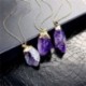 Style2 * Sötét lila - Divat természetes kristály kvarc kő drágakő medál unisex szabálytalan nyaklánc