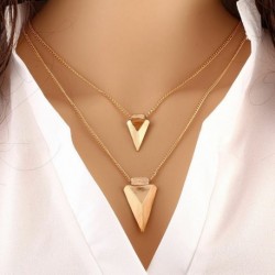 * 3 Egyszerű háromszög - Női Boho többrétegű choker hosszú lánc állítás nyaklánc medál ékszer ajándék