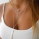 * 41 Ezüst háromrétegű és 2 levél - Női Boho többrétegű choker hosszú lánc állítás nyaklánc medál ékszer
