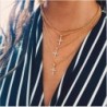 * 5 Arany többrétegű kereszt Penda ... - Női Boho többrétegű choker hosszú lánc állítás nyaklánc medál ékszer