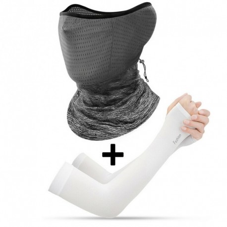 Heather Grey   White - UK_ Kültéri UV porvédő nyakvédő Bandana arcvédő sál karos ujjak Sur