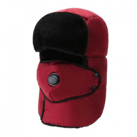Piros - UK_ CC_ UNISEX SŰRÖS MELEG ARCBURKOLAT LÉLEGZŐ SZELEP SZÖVET PAMUT EARMUFFS HÓSAPKÁ