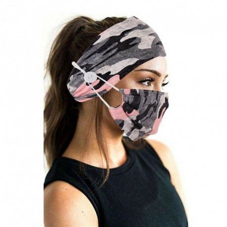 Pink Camo * - UK_ AM_ Rugalmas fejpánt gomb   arcvédő készlet sport izzadságot elnyelő por