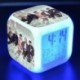 BTS logós - Színváltós LED ébresztőóra naptárral és hőmérővel - KPOP - BTS - Bangtan Boys - 1. verzió