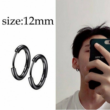 Fekete színű karika fülbevaló - KPOP - 43