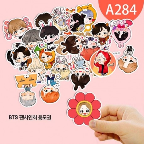 A284 - 30db-os BTS matrica szett - a banda tagok rajzolt formában - KPOP - BTS - Bangtan Boys