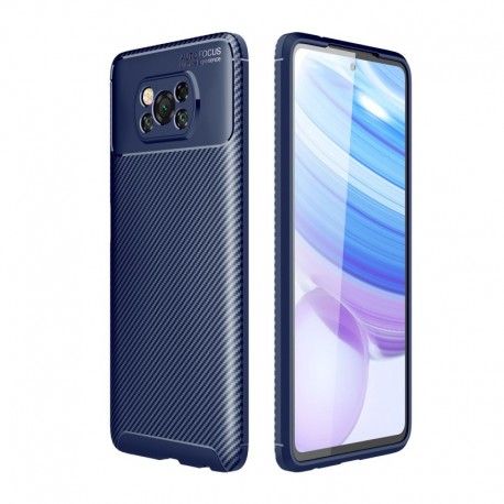 Kék - Xiaomi Poco X3 NFC szénszálas tok védőfedél TPU cseppálló tokhoz
