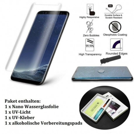 Samsung S9 plus-hoz - ÚJ UV Fény Nano Teljes Ragasztású Sceen Protector Samsung Galaxy S8 S9 S10 S10   készülékhez