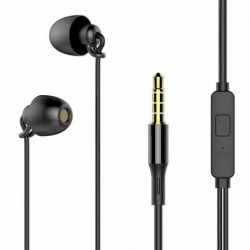 Fekete - Normál verzió - Univerzális fülbe kötött vezetékes fejhallgató mikrofonnal, 3,5 mm-es fülhallgató sztereóval