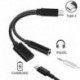 Fekete - C-típusú USB-C - 3,5 mm-es Aux audio töltőkábel-adapter osztó fejhallgató-csatlakozó