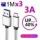 Fonott C-típusú 1M x3 - 3x Type-C 3.1 USB-C adatszinkron töltőkábel Samsung Galaxy Note 9 S8 S9Plus készülékhez