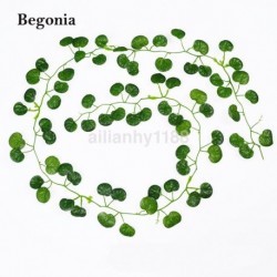 Begónia - 2M mesterséges borostyánlevél füzér zöld növény műanyag lombozat otthoni kerti dekoráció