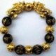 * 3 - Feng Shui fekete bevonatú Obsidian Alloy Wealth karkötő Unisex karszalag arany ajándék
