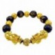 * 3 - Feng Shui fekete bevonatú Obsidian Alloy Wealth karkötő Unisex karszalag arany ajándék