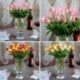 narancssárga - 10db mesterséges hamis virágcsokor tulipán házi menyasszonyi esküvői selyem dekoráció