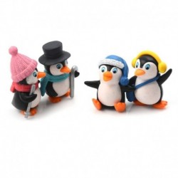 Nincs szín - 4db / készlet DIY kézműves mini téli pingvin miniatűr figura tündér kert dekoráció
