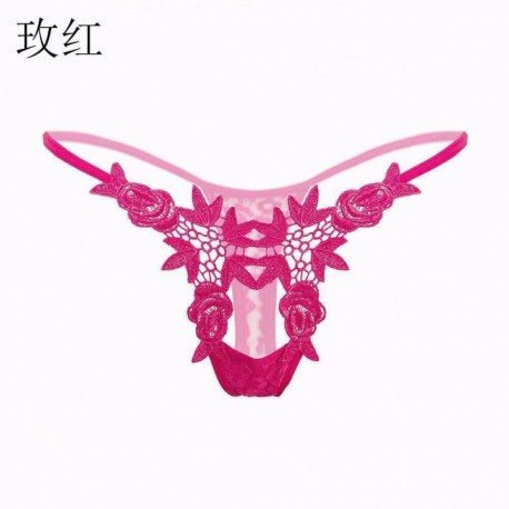 Rózsavörös - Szexi nők Hollw Out csipke G-string rövidnadrág bugyi tanga fehérnemű fehérnemű USA