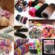 12PCS gyöngyházfényű színekGirl E ... - 100Pcs női lányok hajpánt nyakkendők kötélgyűrű rugalmas hajpánt lófarok