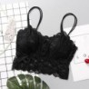 Fekete - Csipke női vágott felső melltartó virágos mellény Bralet Camisole tartály felsők Bralette Bustier
