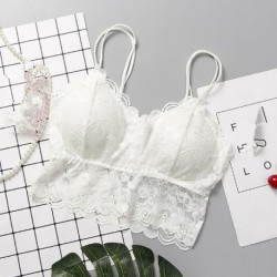 fehér - Csipke Crop felső melltartó virágmellény Bralet Camisole női trikó felsőrész Bralette Bustier
