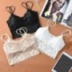Fekete - Csipke Crop felső melltartó virágmellény Bralet Camisole női trikó felsőrész Bralette Bustier