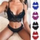 Piros - Női fehérnemű hímzés intimálja a szexi csipke melltartót   bugyi szett Push-up melltartók CA