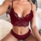 Lila - Női fehérnemű hímzés intimálja a szexi csipke melltartót   bugyi szett Push-up melltartók CA