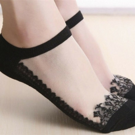 3 - Női szexi puszta selymes csillogó necc hálós fodros boka rövid zokni harisnya