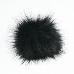 Fekete - 5 hüvelykes mosómedve bunda bolyhos Pom Pom labda kalap ruházat táska cipő kulcstartó barkácsolás