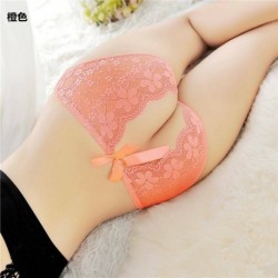 narancssárga - Női virágos csipke bugyi nyitott popsi tanga G-string alsónadrág Láb nélküli fehérnemű!