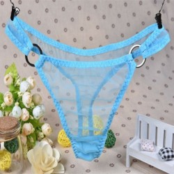 Kék - Női hálós, átlátszó, V-string bugyi fehérnemű fehérnemű, szexi rövidnadrág, tangák G-String