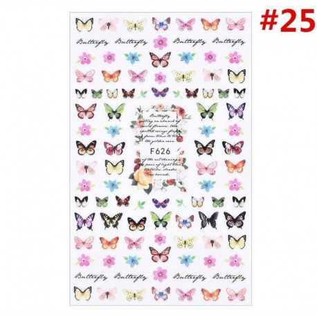 Ideiglenes köröm tetoválás - vízálló matrica - unisex - Pillangó mintás - 25-ös verzió